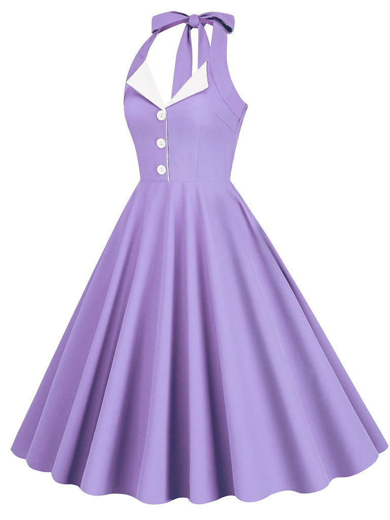 Klein Blue Vintage Halter Backless 1950S Vintage Dress