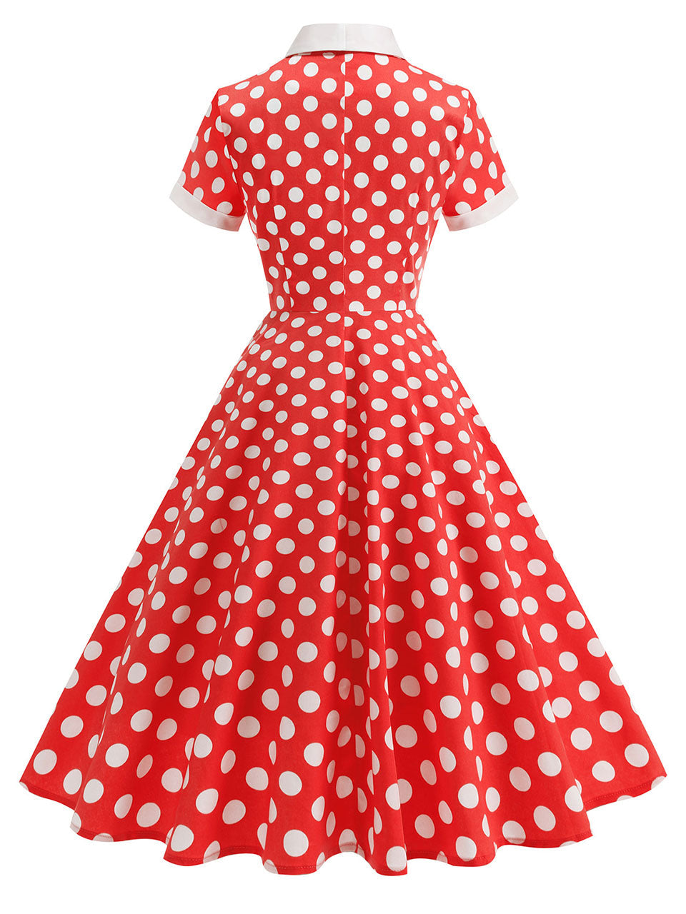 Tuxedo Collar Polka Dots 1950S Dress