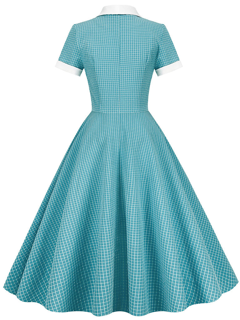 Plaid Tuxedo Collar 1950S Vintage Dress