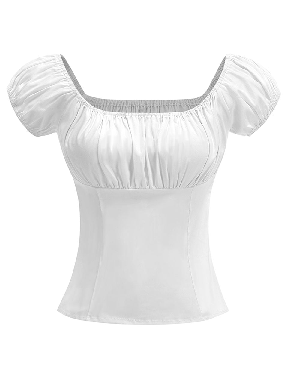 Regencycore 1950s Puff-Sleeve Ruched Top