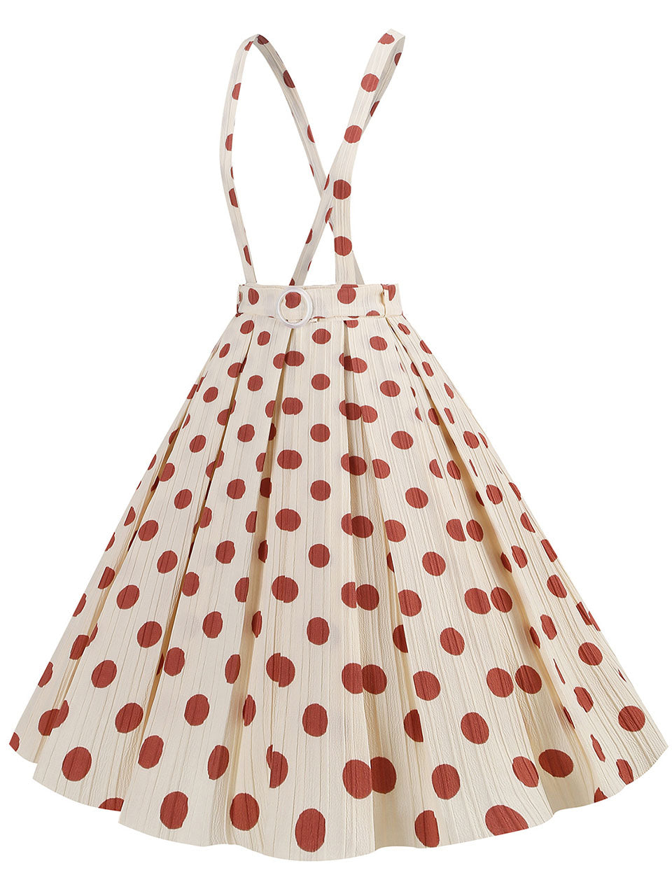 Polka Dots High Waist Audrey Hepburn Style Cocktail Suspender Swing Skirt