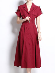 1940S Lapel Shirt Cotton Dress