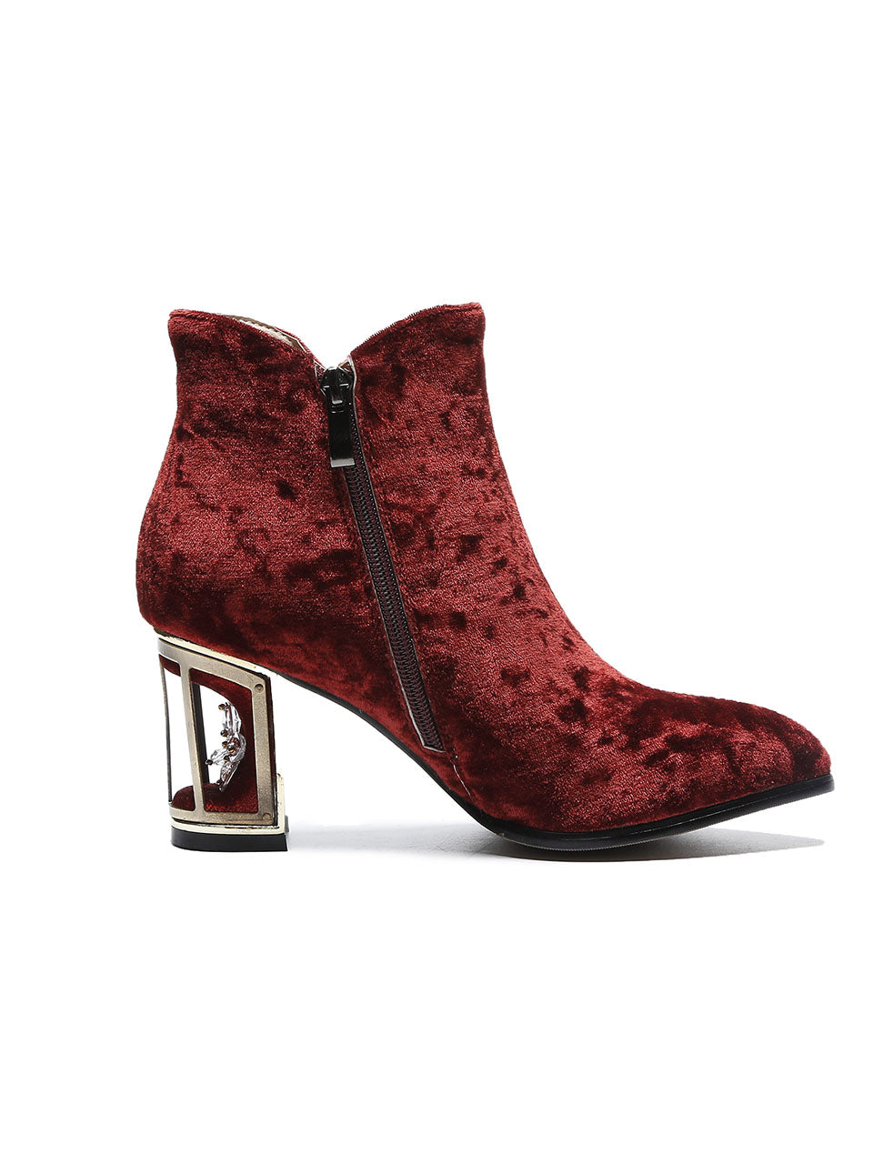7CM Luxury Pearls And Diamonds Chunky High Heel Bootie Vintage Shoes