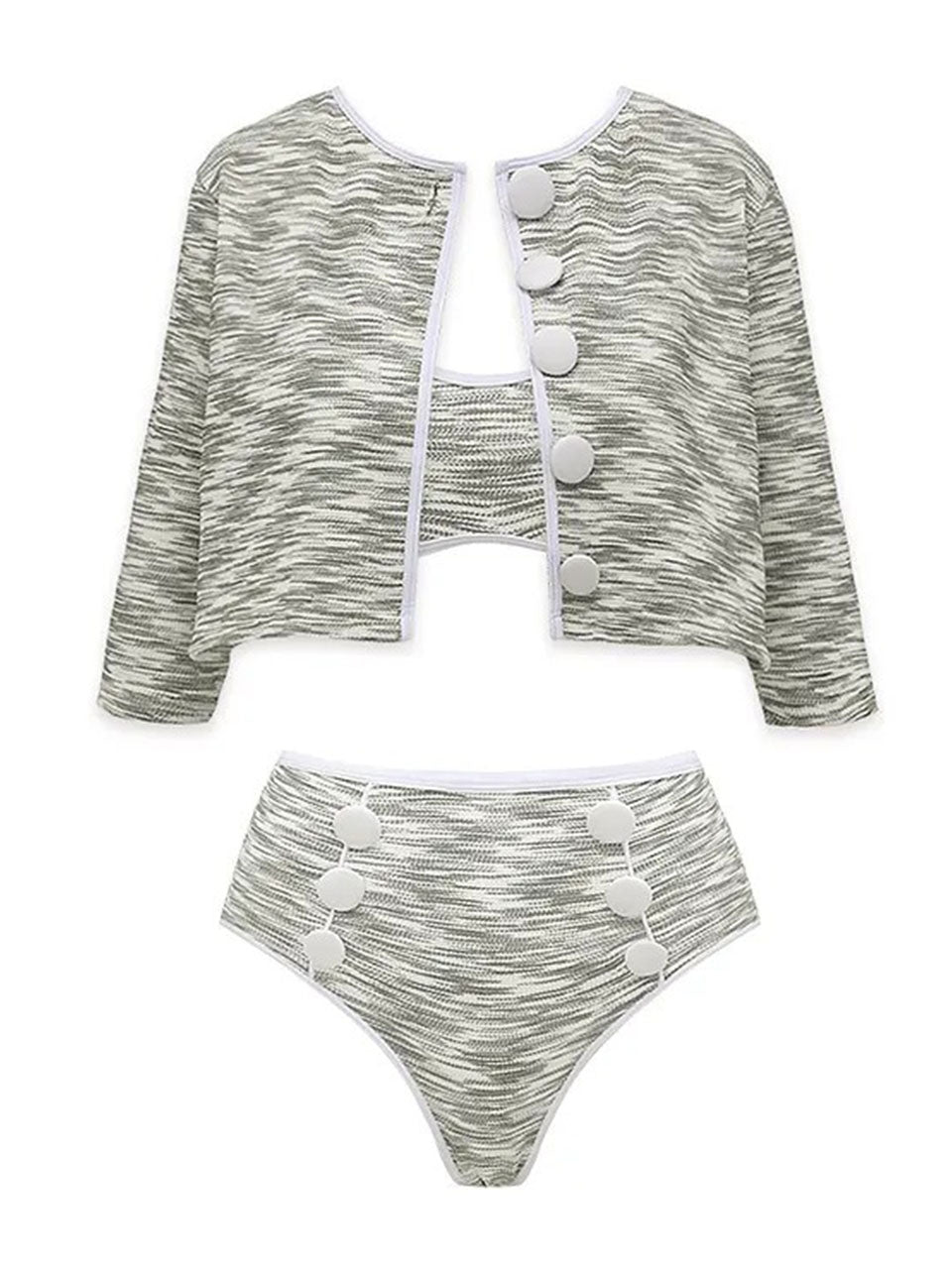 3PS Swimsuit Set Grey Space Dye High Waisted Bikini