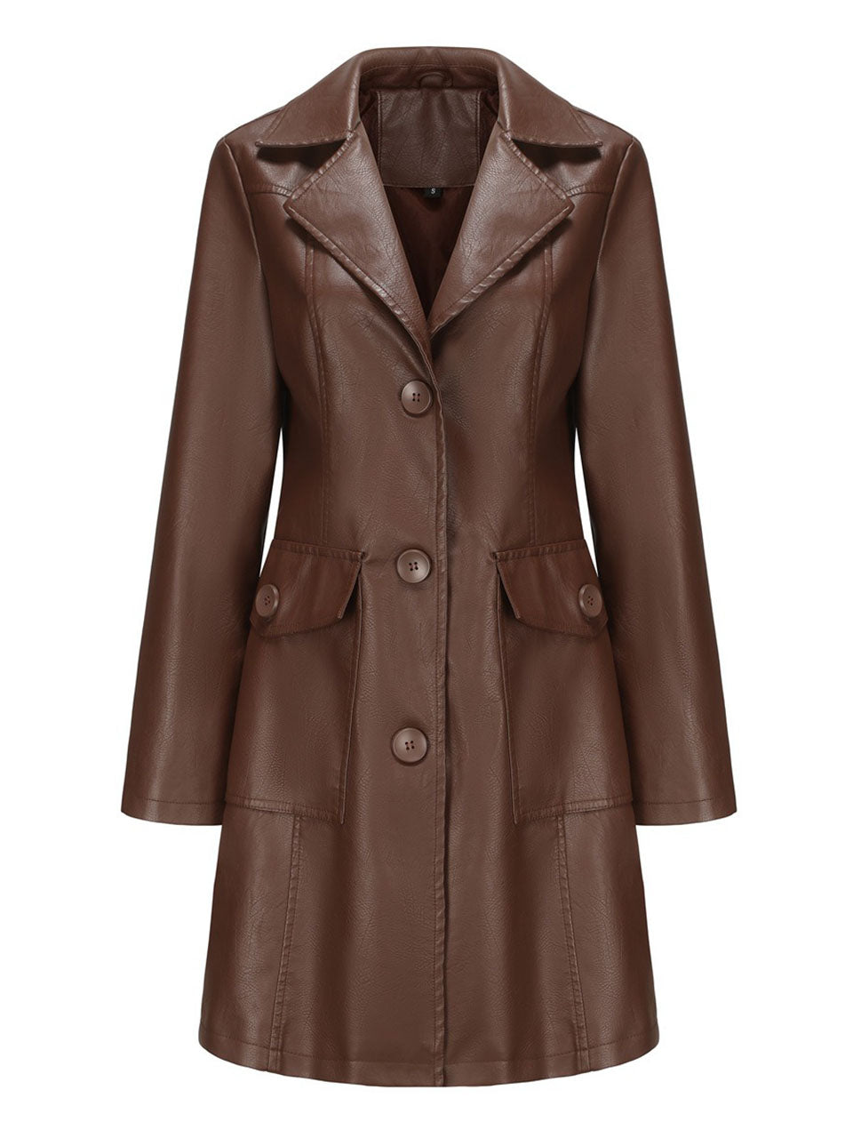 Vintage 90s Burgundy Red Faux Leather Trench Long Pu Coat