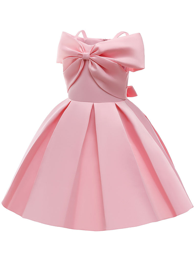 Kids Little Girls' Dress Off Shoulder Bow Birthday Christening Dress