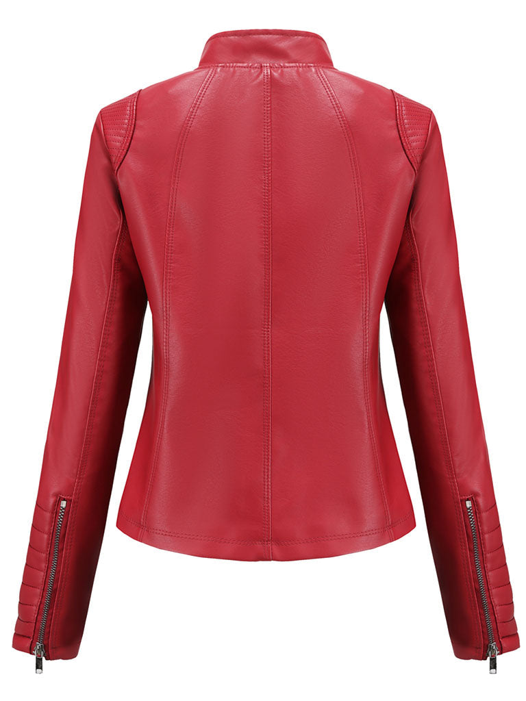5 Color Long Sleeve PU Leather Motorcycle Jacket
