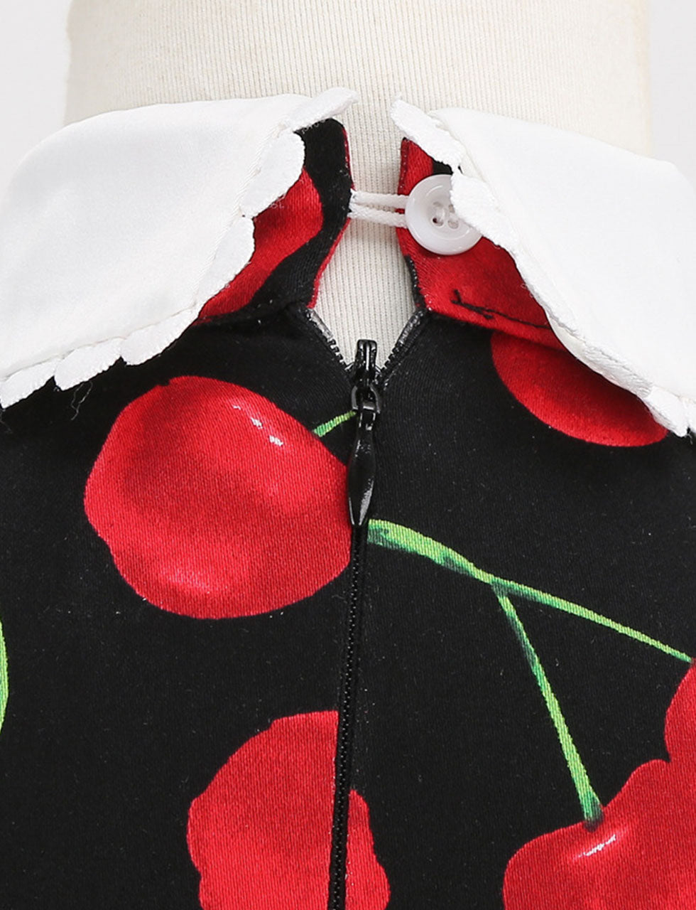 Kids Little Girls' Dress Cherry Peter Pan Collar 1950S Dress