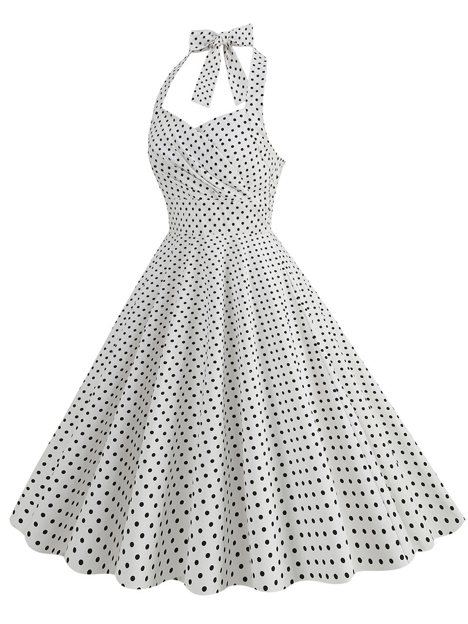 Red Polka Dots Vintage Halter Strap Backless 1950S Vintage Dress