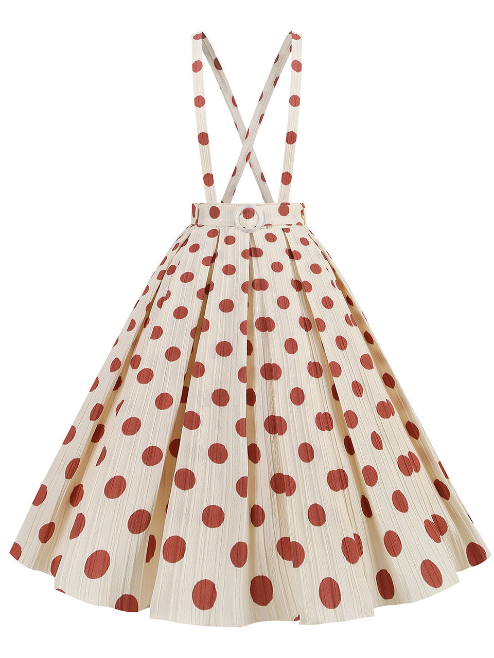 Polka Dots High Waist Audrey Hepburn Style Cocktail Suspender Swing Skirt