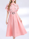 Pink Short Sleeve Classic 1950S Vintage Shirt Dress