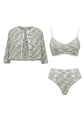 3PS Swimsuit Set Grey Space Dye High Waisted Bikini