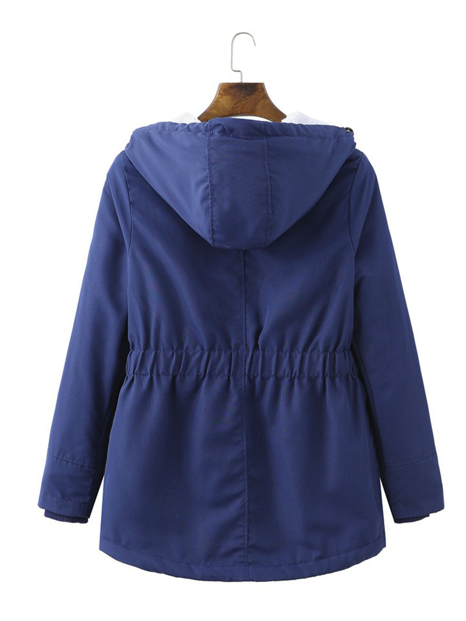 Navy Blue Fleece Lined Hooded Parka Jacket and Warm Winter Coat Heavyweight Windbreaker