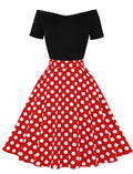 Off Shoulder Polka Dots 1950S Vintage Swing Dress