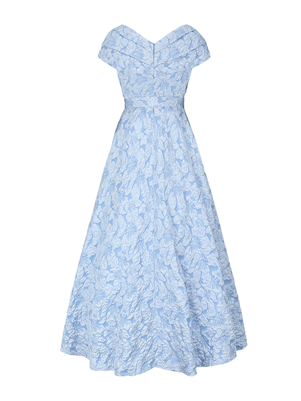 Lavender 3D Rose Vintage Pleated V-Neck Swing Dress