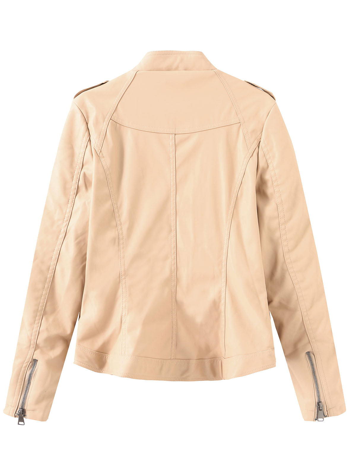 Brown Long Sleeve PU Leather Soft Jacket For Women