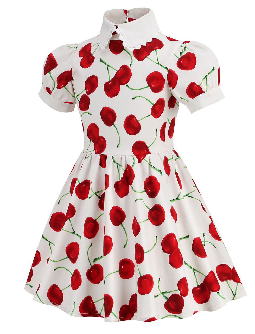 Kids Little Girls' Dress Cherry Peter Pan Collar 1950S Dress