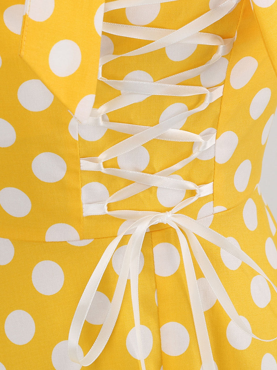 Yellow Polka Dots Vintage Halter Strap Backless 1950S Vintage Dress