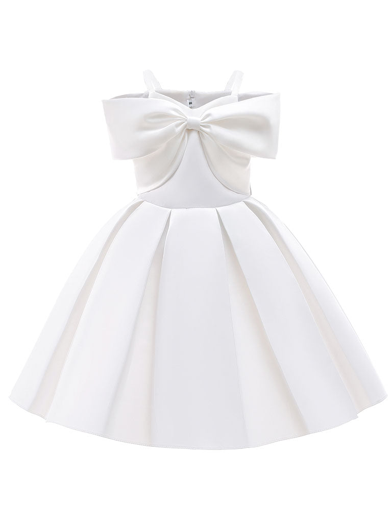 Kids Little Girls' Dress Off Shoulder Bow Birthday Christening Dress