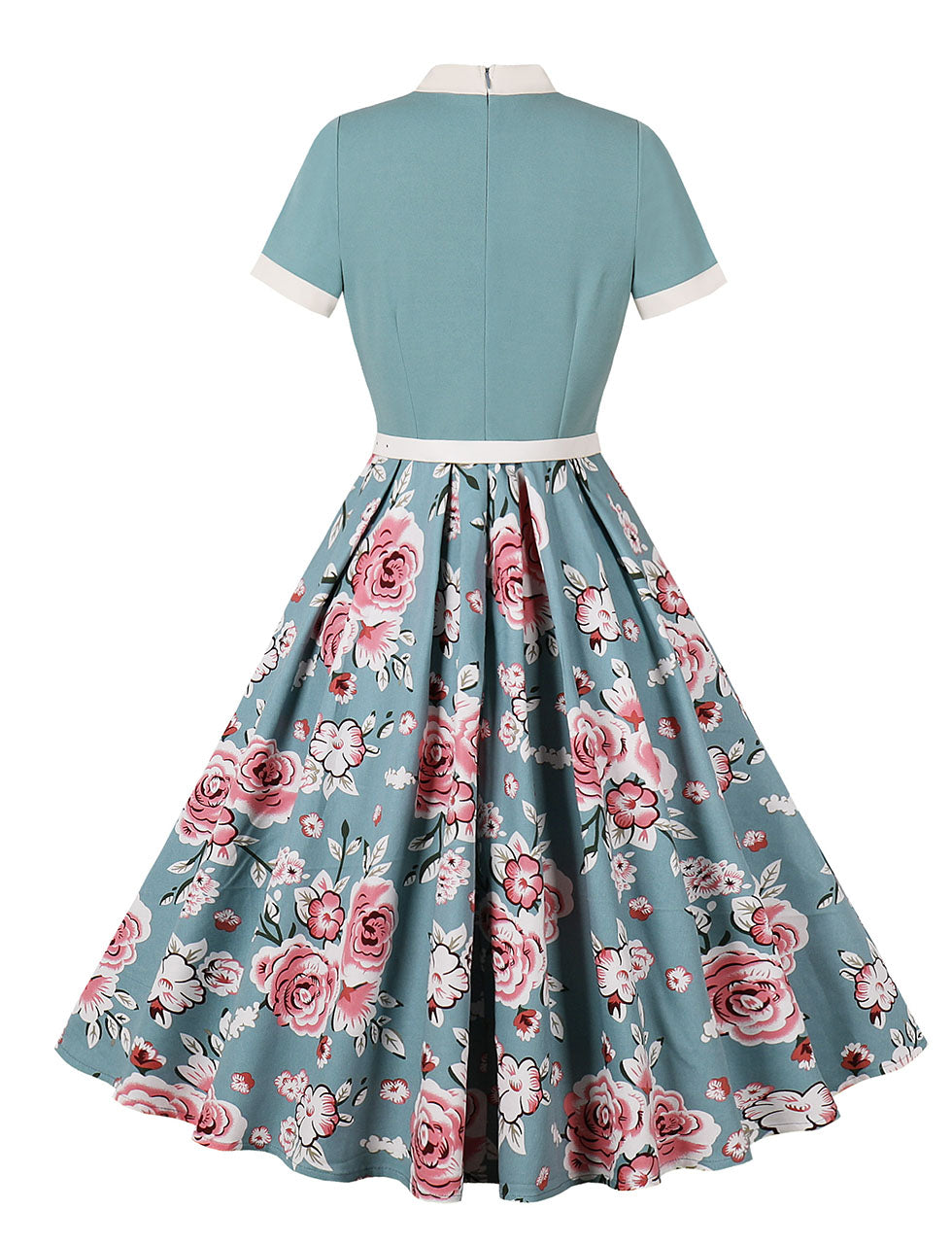 BowKnot Collar Floral Print Vintage 1950S Dress