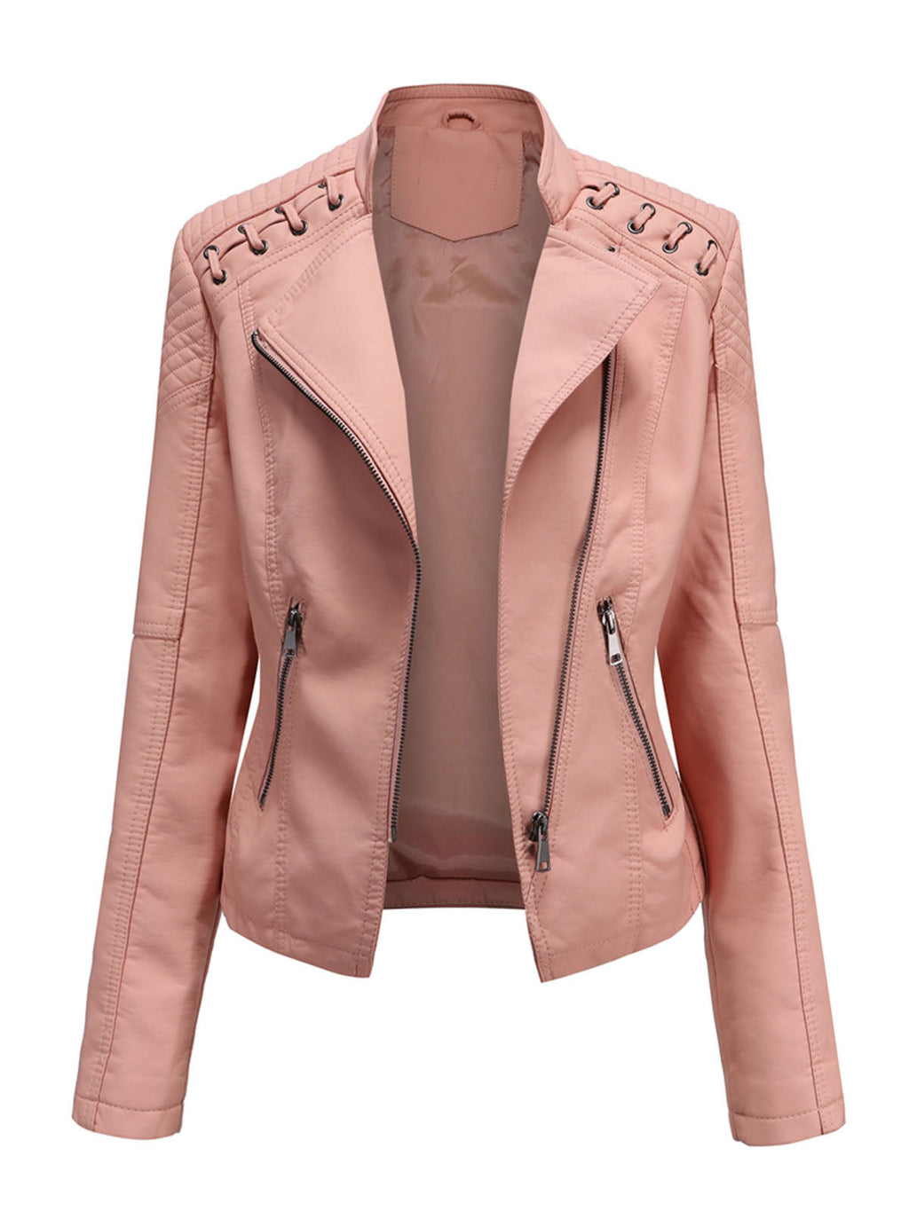 Leather Jacket Weave Long Sleeve Winter Coat