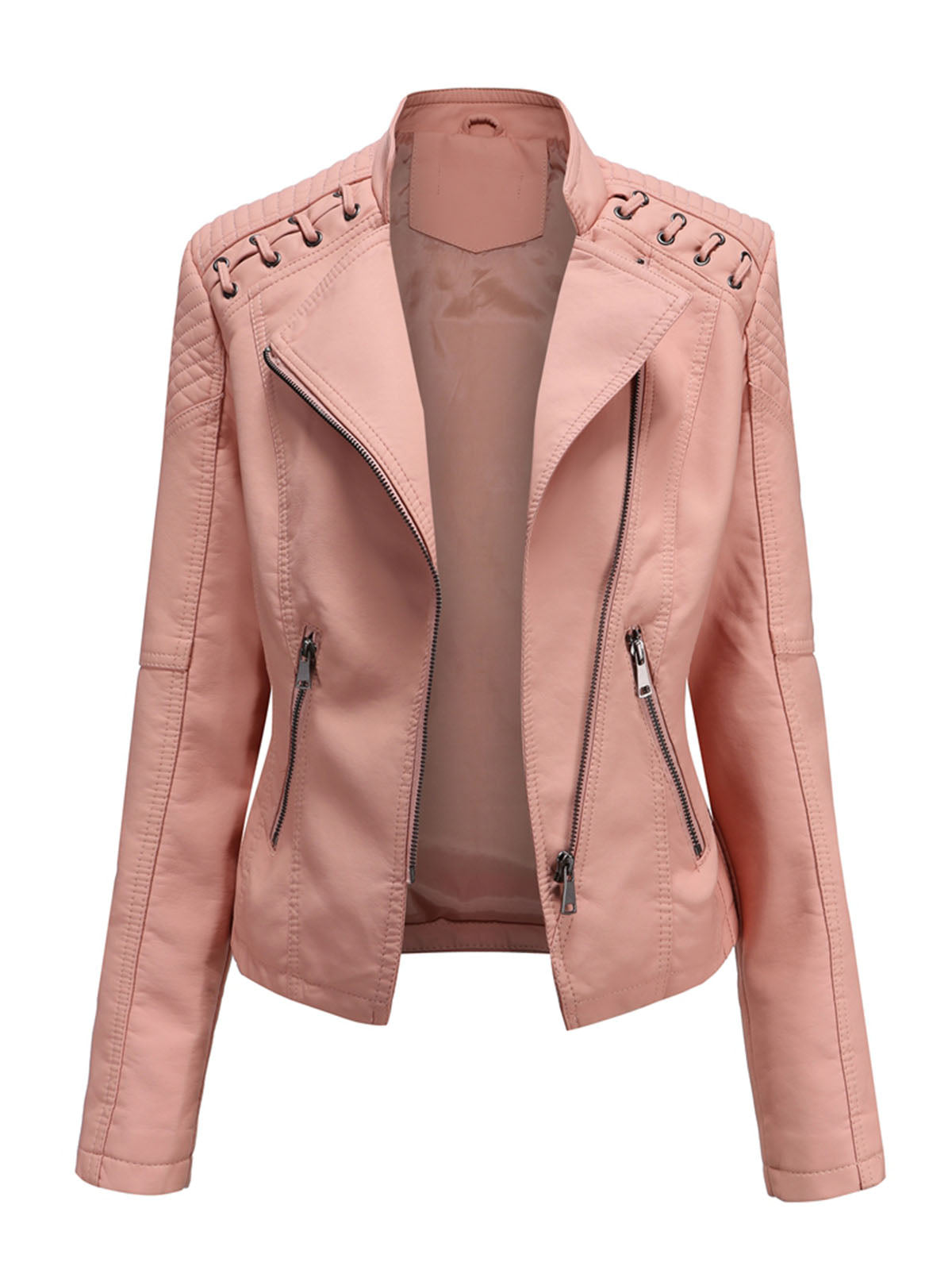 Leather Jacket Weave Long Sleeve Winter Coat