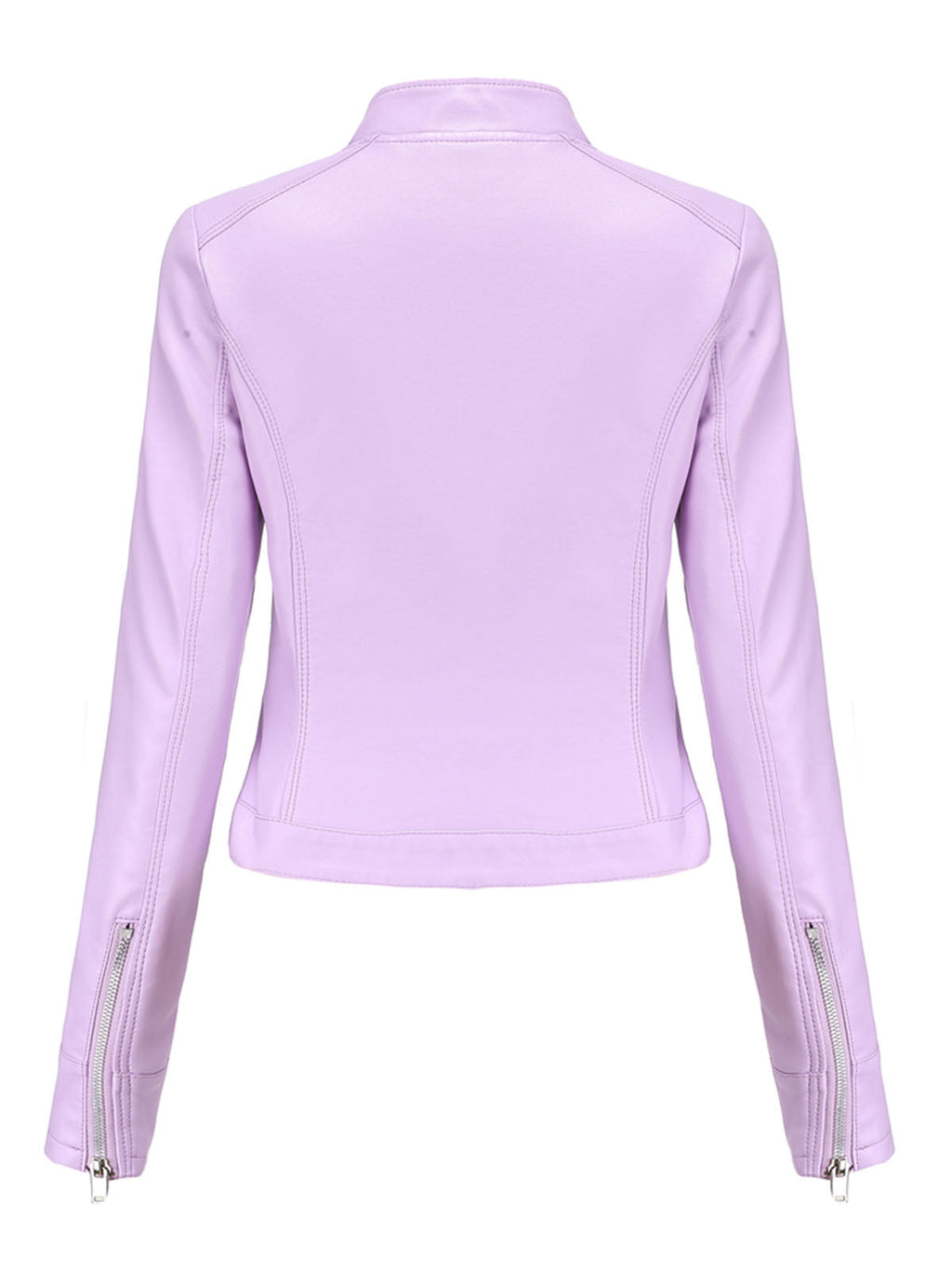 Crop Coat Long Sleeve PU Leather Motorcycle Jacket