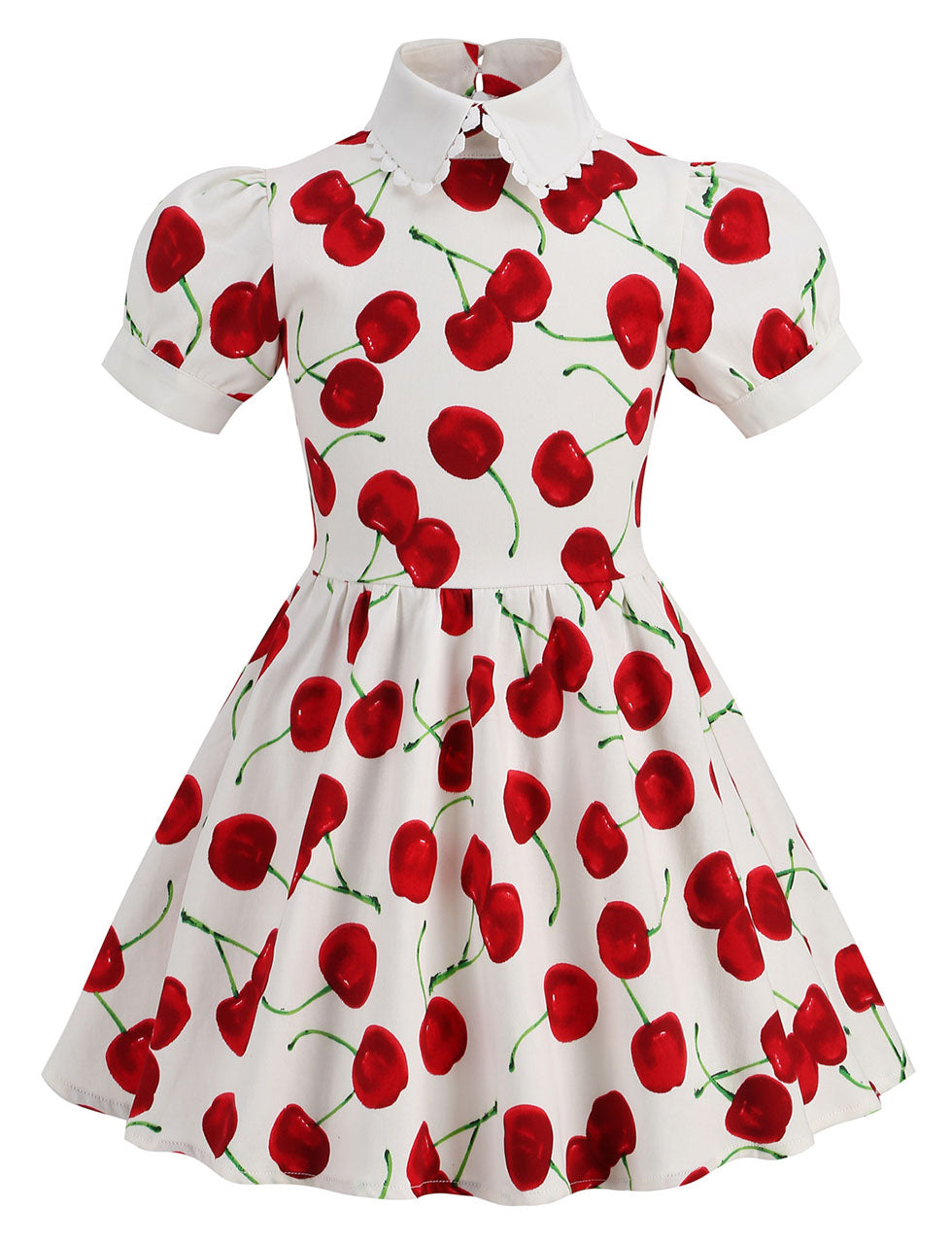 Kids Little Girls' Dress Cherry Peter Pan Collar 1950S Dress
