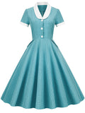 Plaid Tuxedo Collar 1950S Vintage Dress