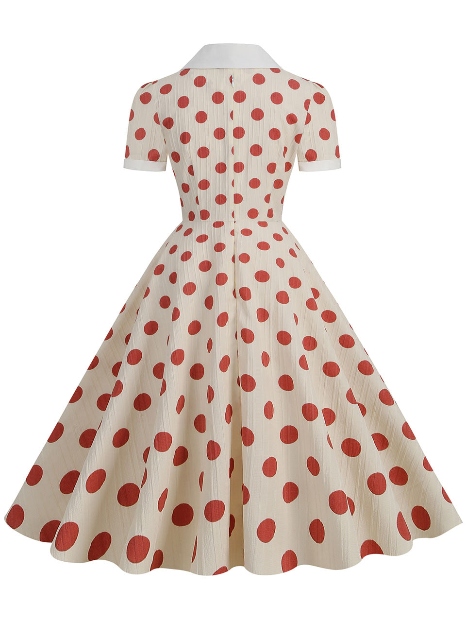 Green Polka Dots Johnny Collar Short Sleeve Swing Vintage 1950S Party Dress