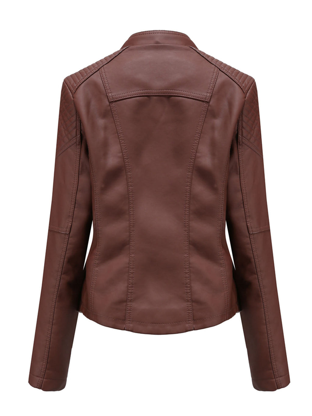Leather Jacket Weave Long Sleeve Winter Coat