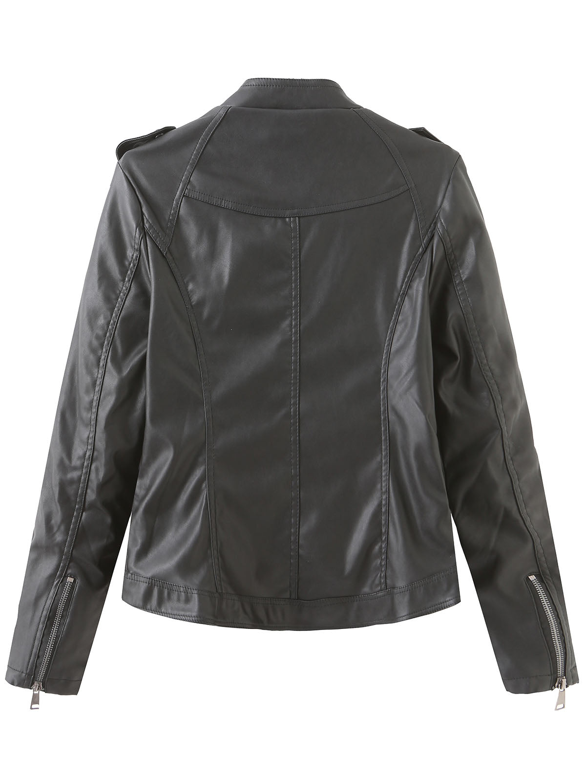 Brown Long Sleeve PU Leather Soft Jacket For Women