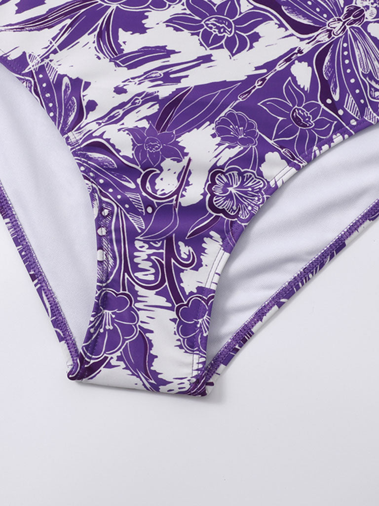 Floral Print Retro Style Strap One Piece