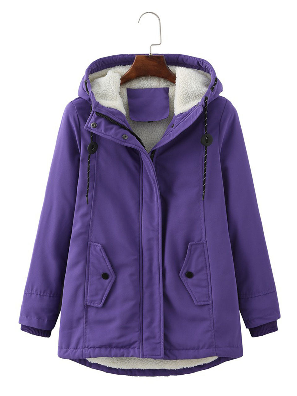 Navy Blue Fleece Lined Hooded Parka Jacket and Warm Winter Coat Heavyweight Windbreaker