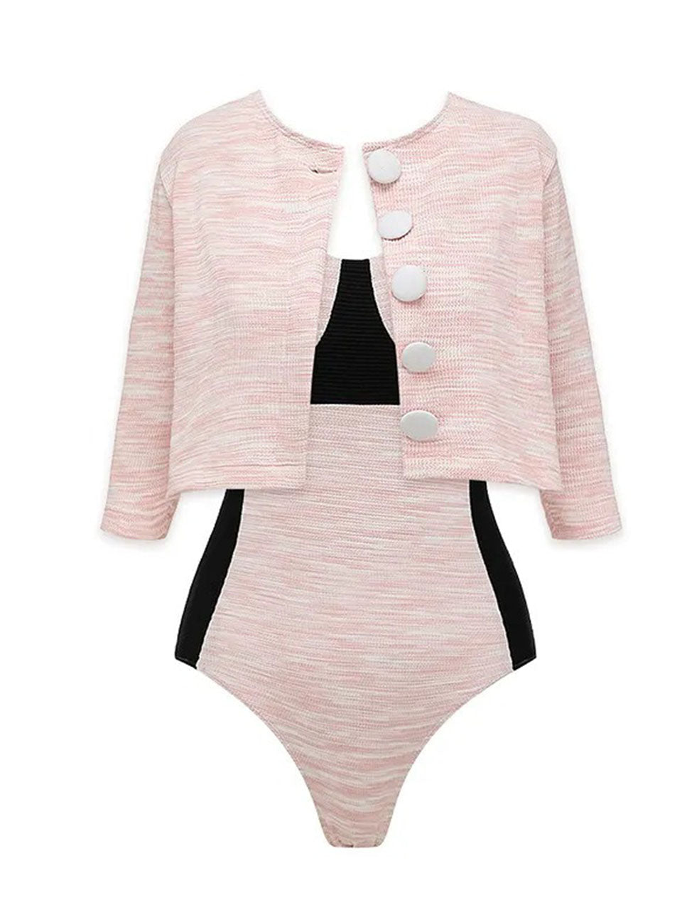 2PS Pink Retro Tweed One Piece Swimsuit