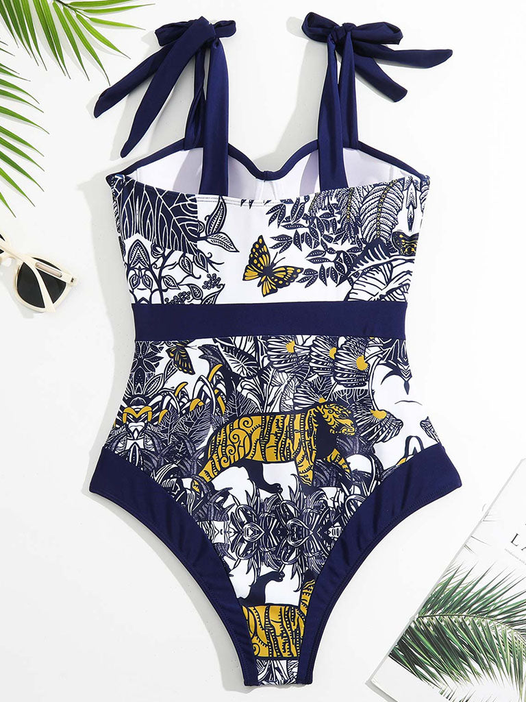 Animal Floral Print Strap One Piece
