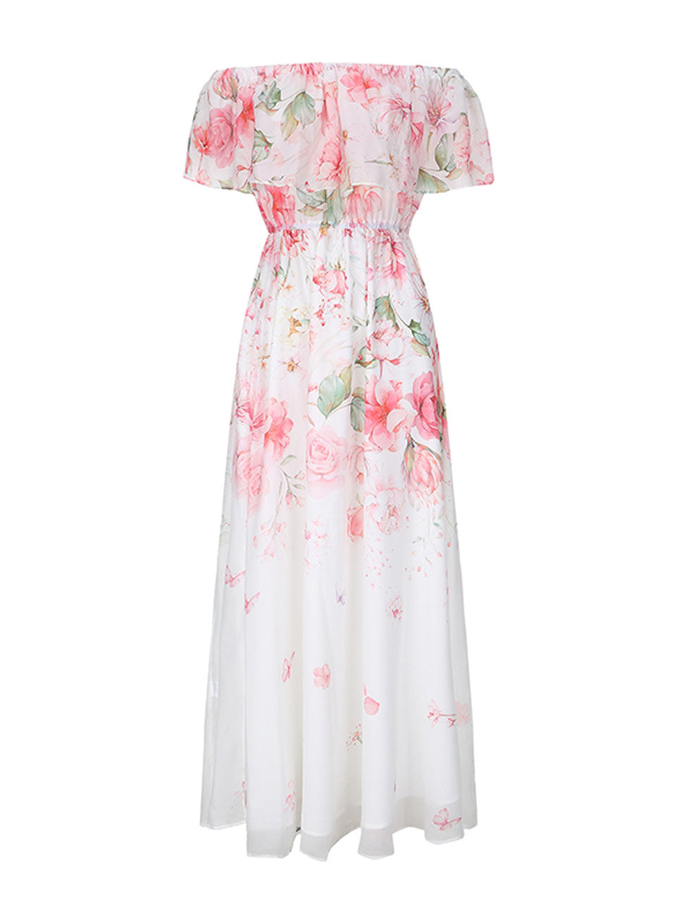 Purple Off-Shoulder Chiffon Dress