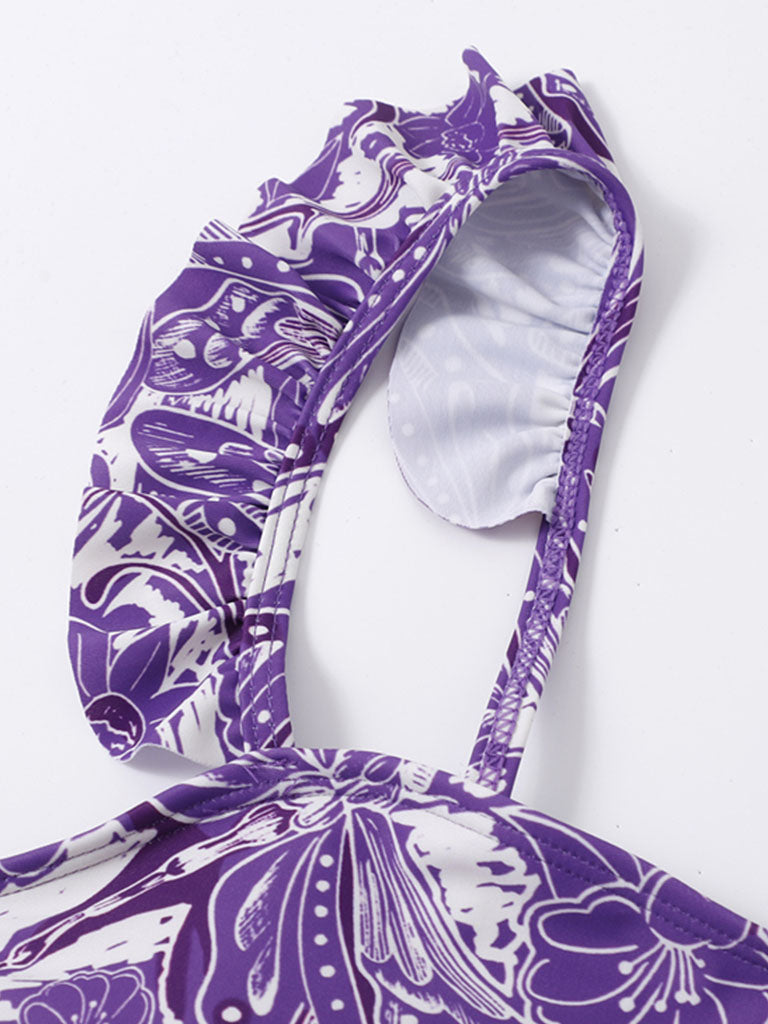 Floral Print Retro Style Strap One Piece