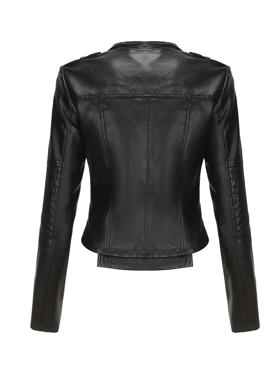 Navy Blue Faux Leather Motorcycle Jacket | Slim Fit Asymmetrical Zip Moto Biker Coat