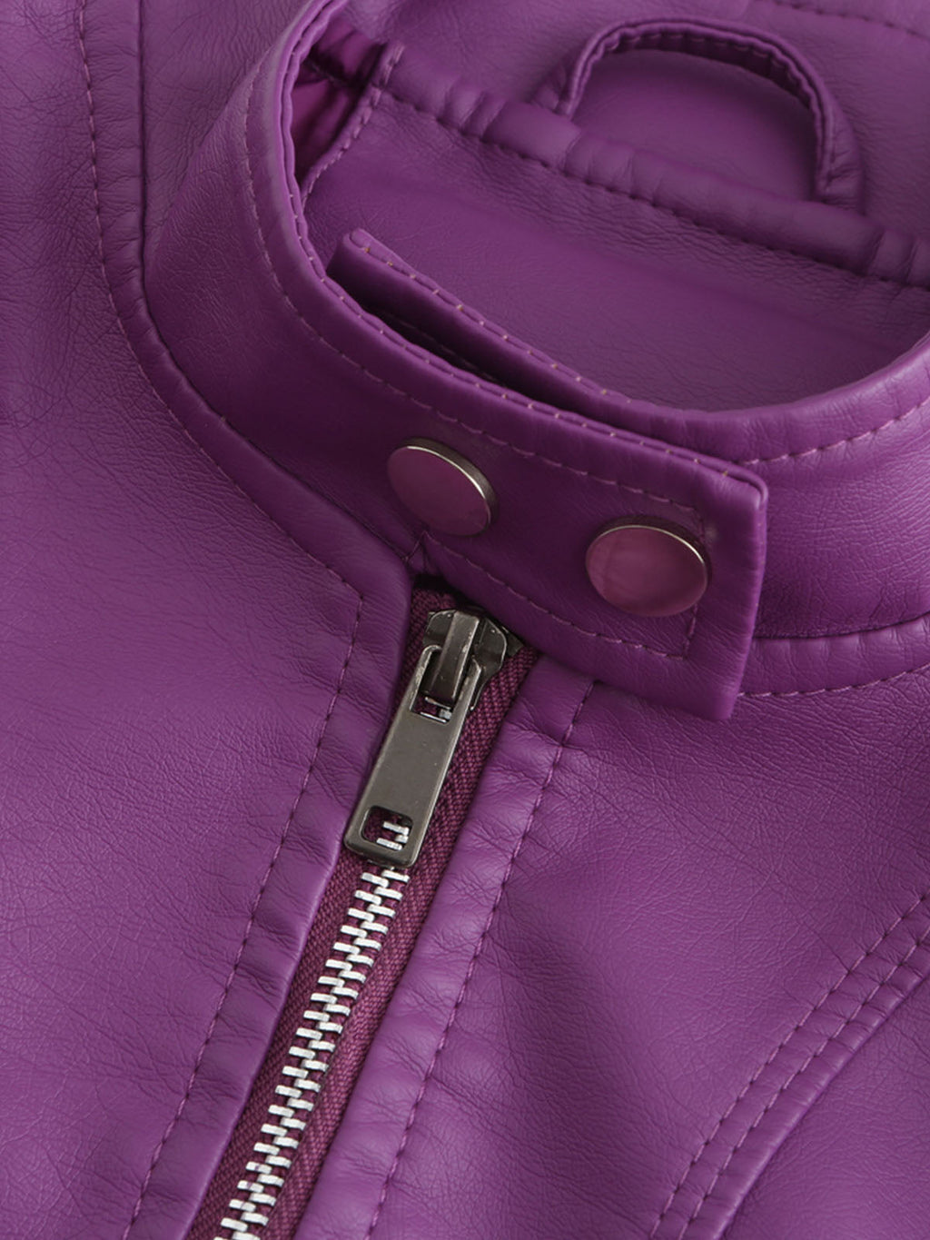 Crop Coat Long Sleeve PU Leather Motorcycle Jacket