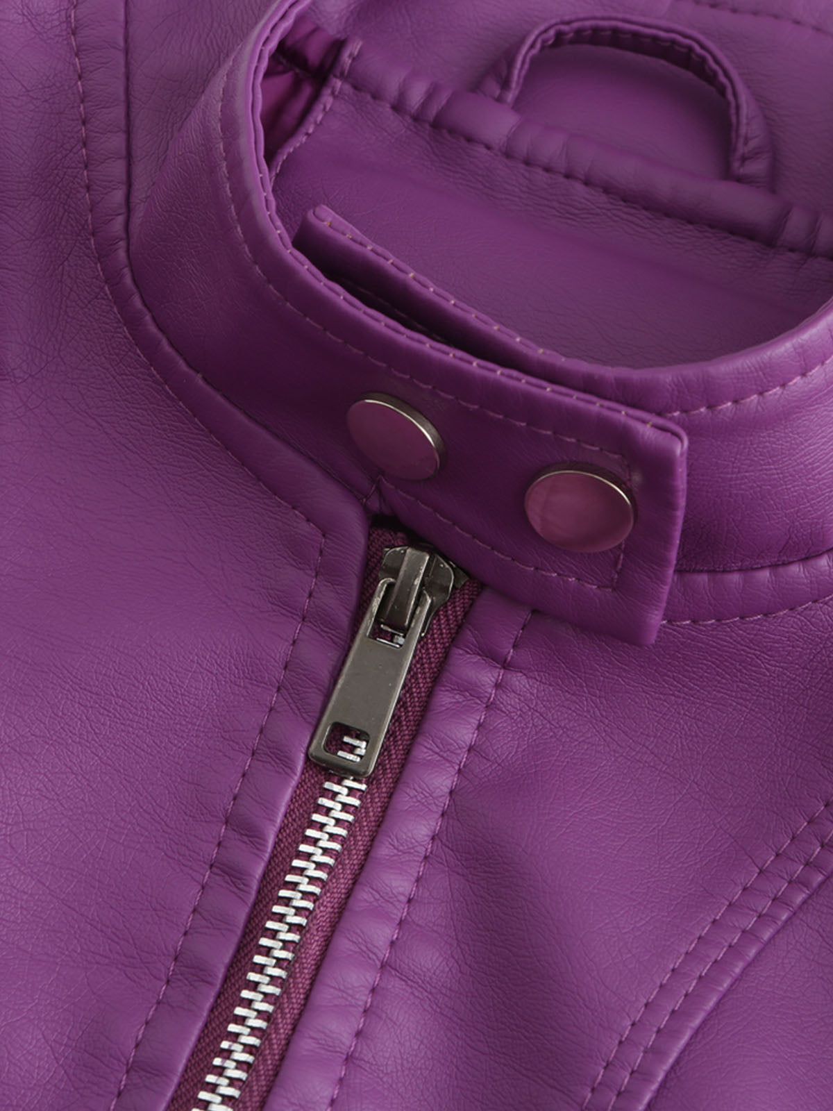 Crop Coat Long Sleeve PU Leather Motorcycle Jacket
