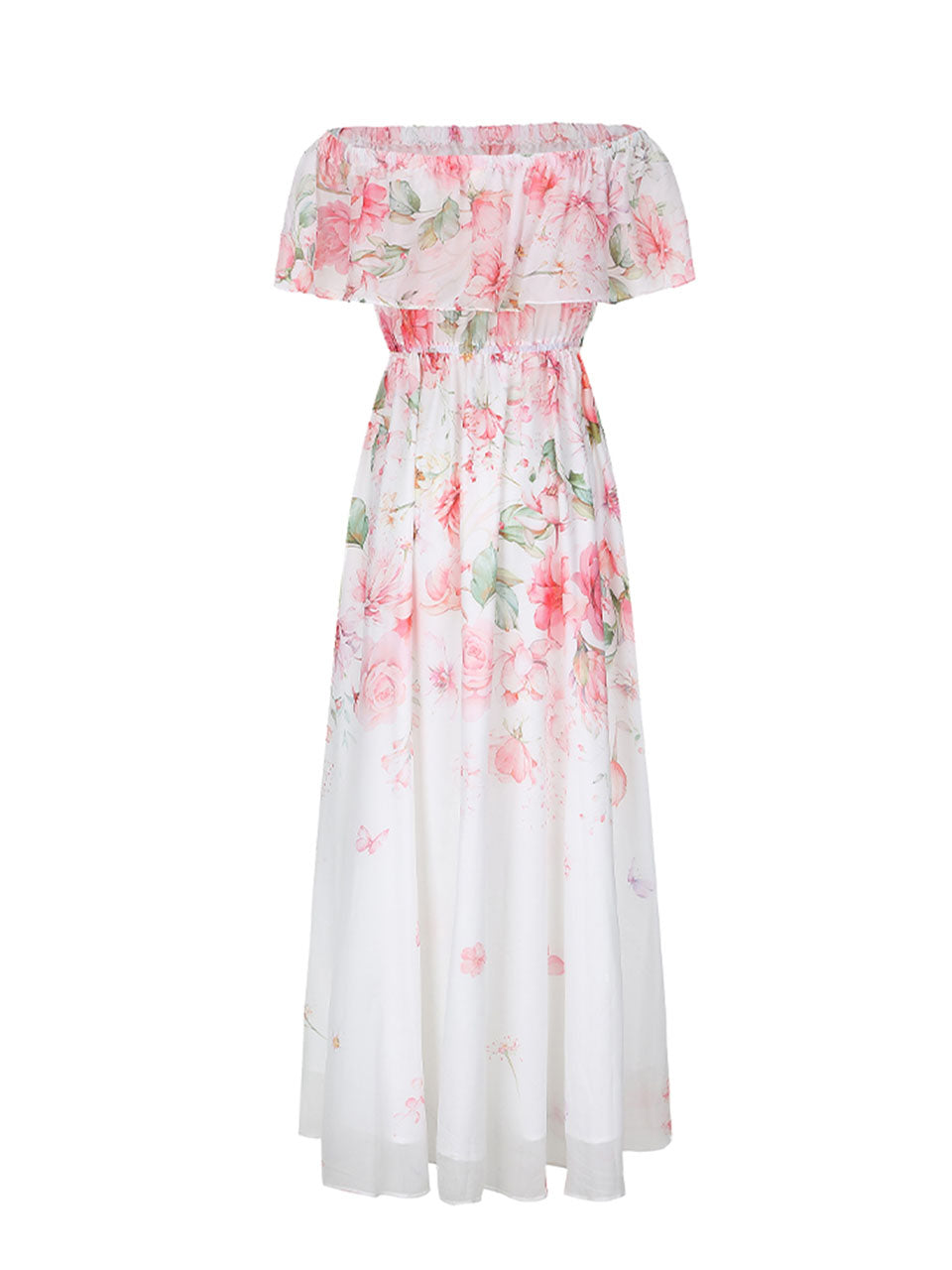 Purple Off-Shoulder Chiffon Dress