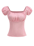 Regencycore 1950s Puff-Sleeve Ruched Top