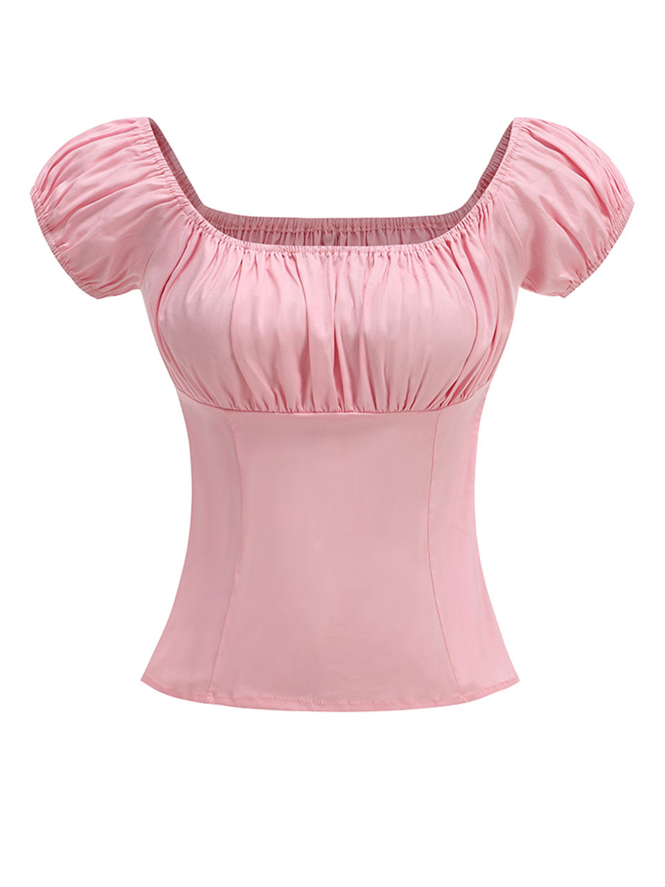 Regencycore 1950s Puff-Sleeve Ruched Top