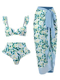 Floral Print Retro Style Strap Bikini Two Piece