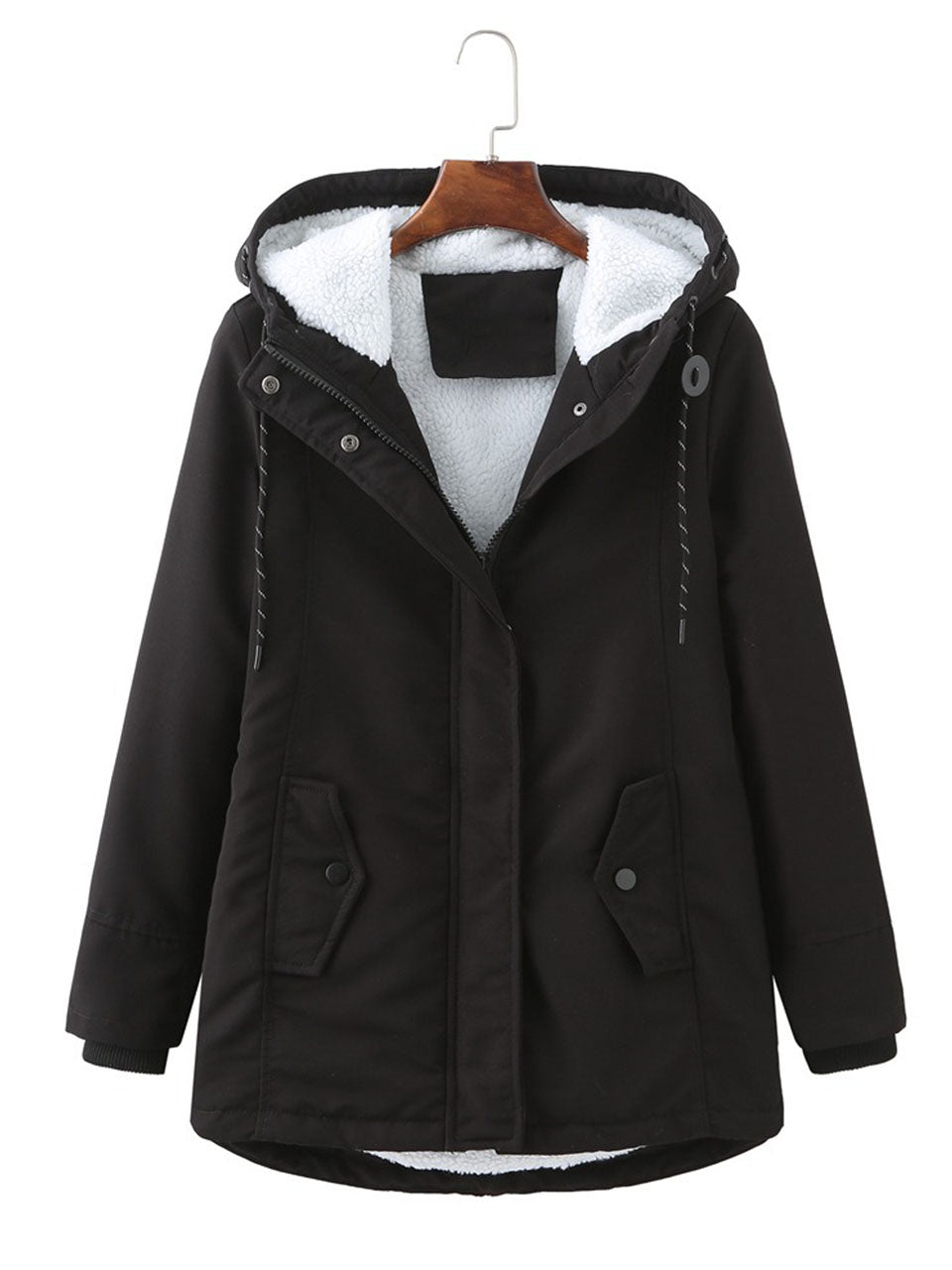 Navy Blue Fleece Lined Hooded Parka Jacket and Warm Winter Coat Heavyweight Windbreaker