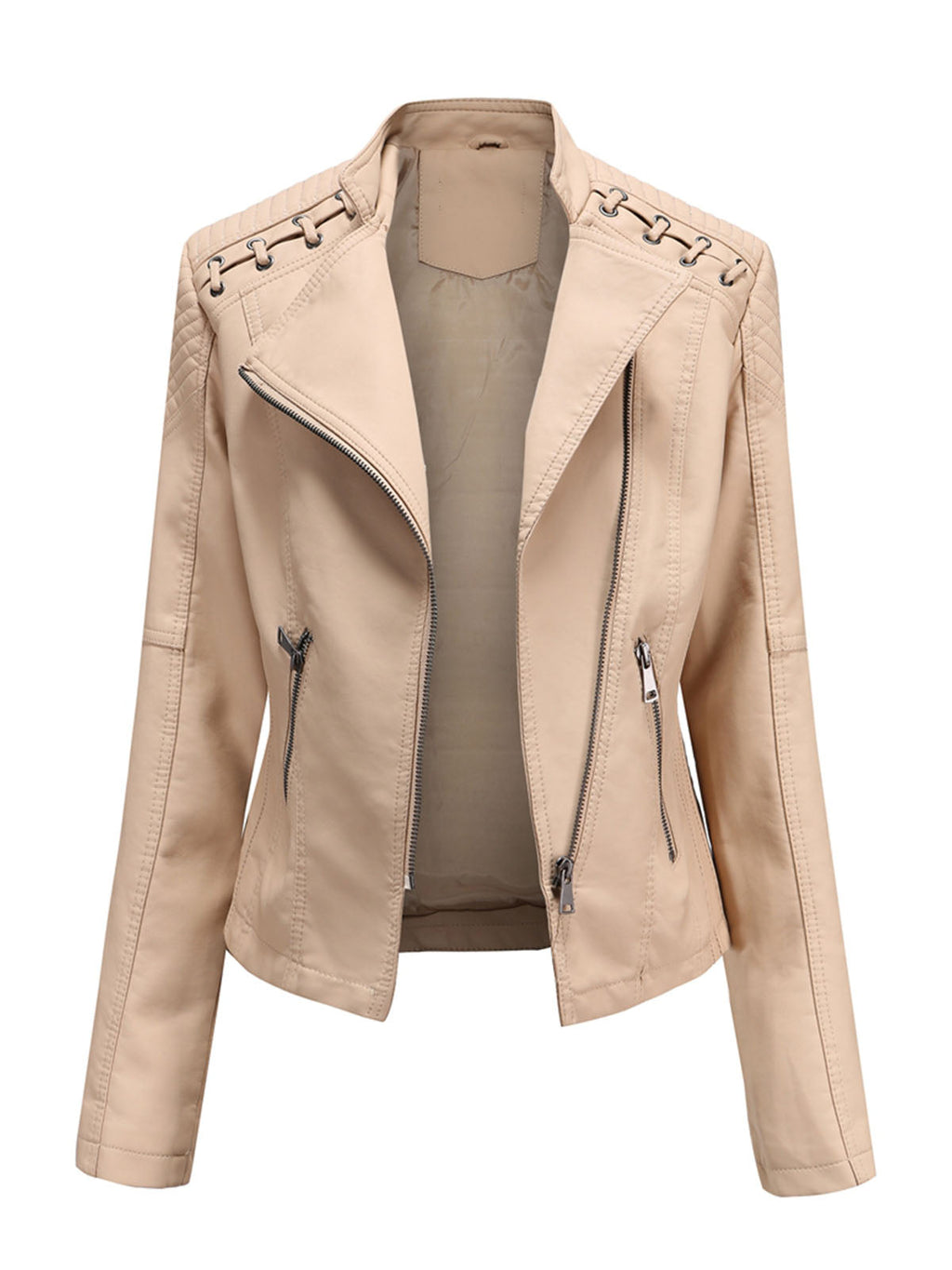 Leather Jacket Weave Long Sleeve Winter Coat