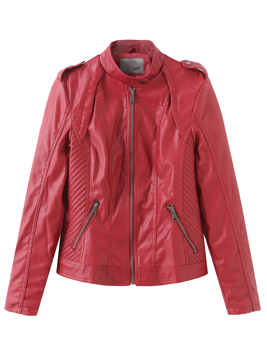 Brown Long Sleeve PU Leather Soft Jacket For Women