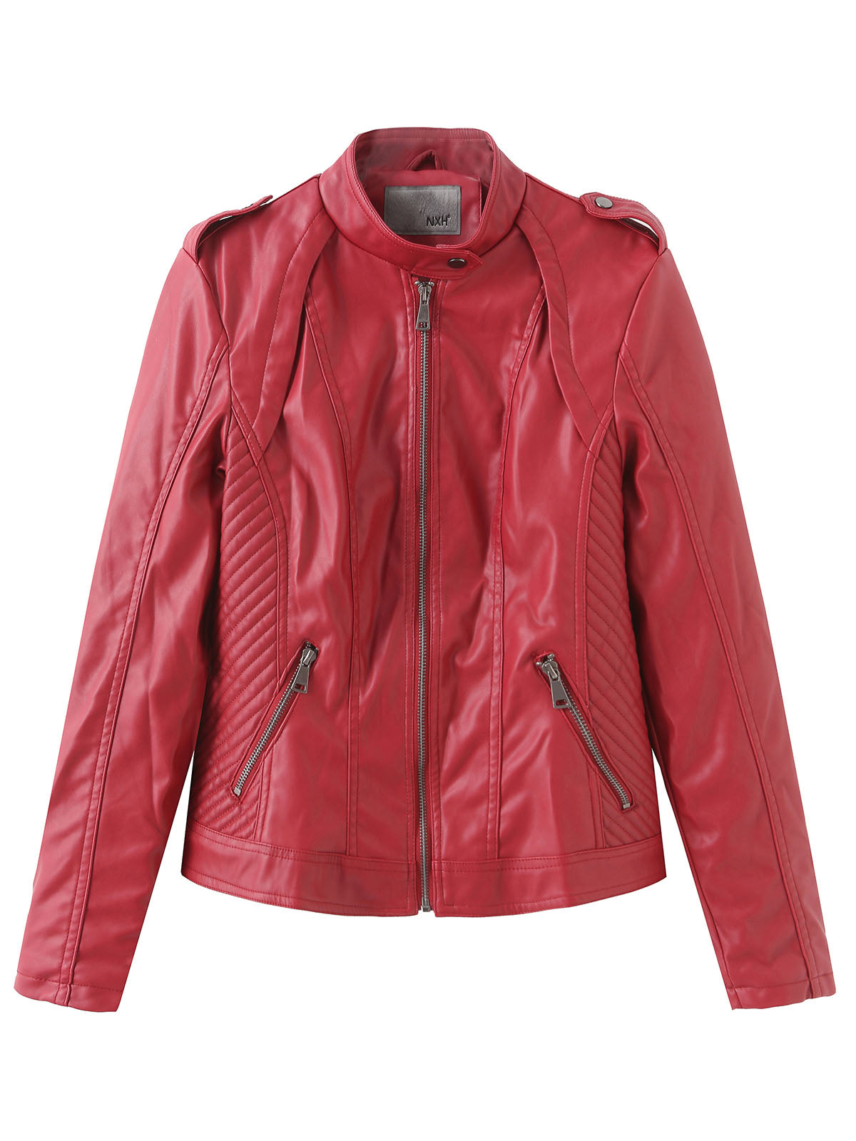 Brown Long Sleeve PU Leather Soft Jacket For Women
