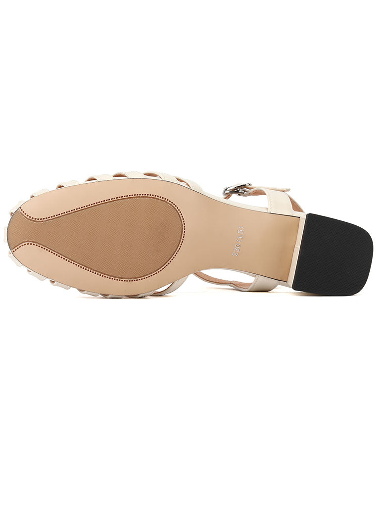 Flats Sandals Pointed Toe Hollow Belt Leather Vintage Shoes